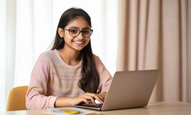 Student on her laptop